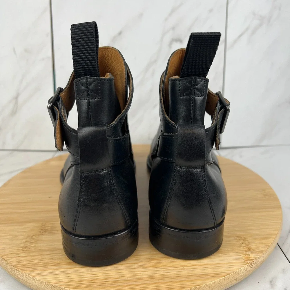 Polo Ralph Lauren Mens Size 9 D Black Leather Jodhpur Buckle Boots Shoes